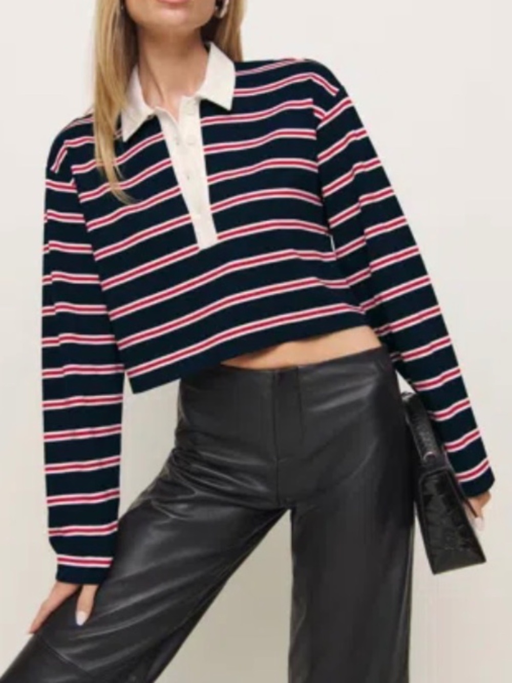 Bailey 44 Striped Collegiate Boxy Rugby Long Sleeve Shirt Top